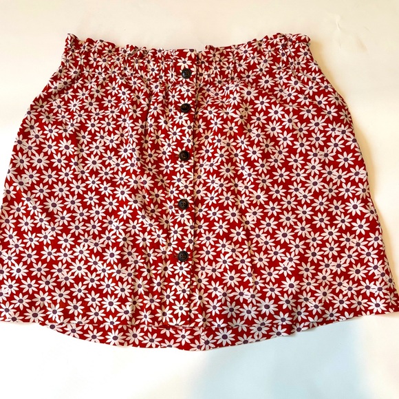 Madewell Women Paperbag Button-Front Mini Skirt in Falling Daisies Size XL - Picture 2 of 10